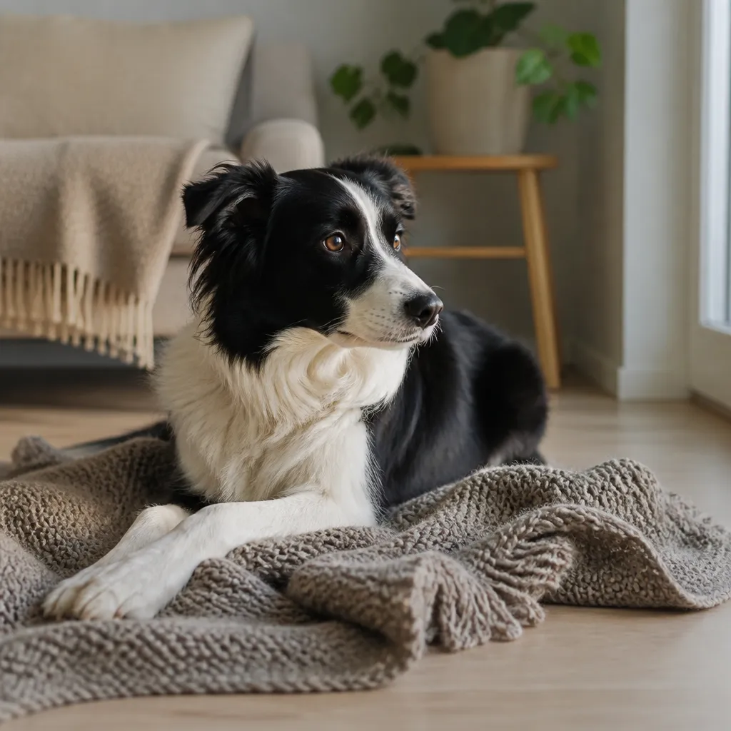 Hund av rasen Border Collie i naturlig svensk miljö