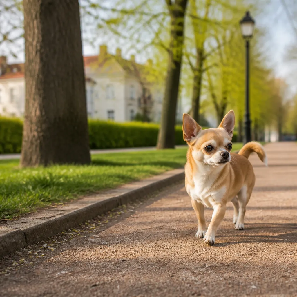 Hund av rasen Chihuahua i naturlig svensk miljö