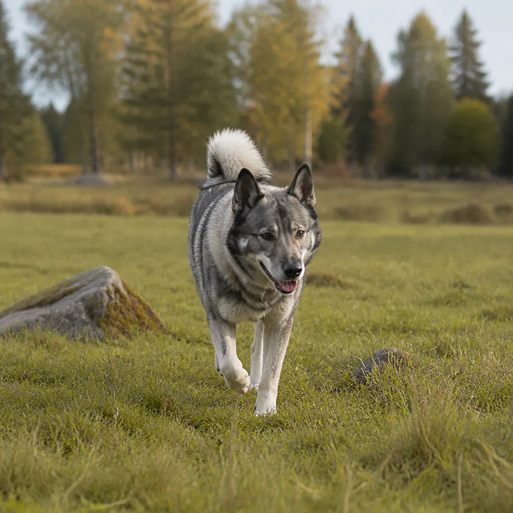 Hund av rasen i naturlig svensk miljö