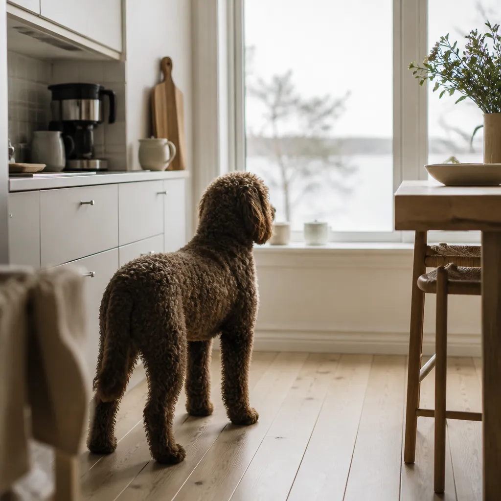 Hund av rasen i naturlig svensk miljö
