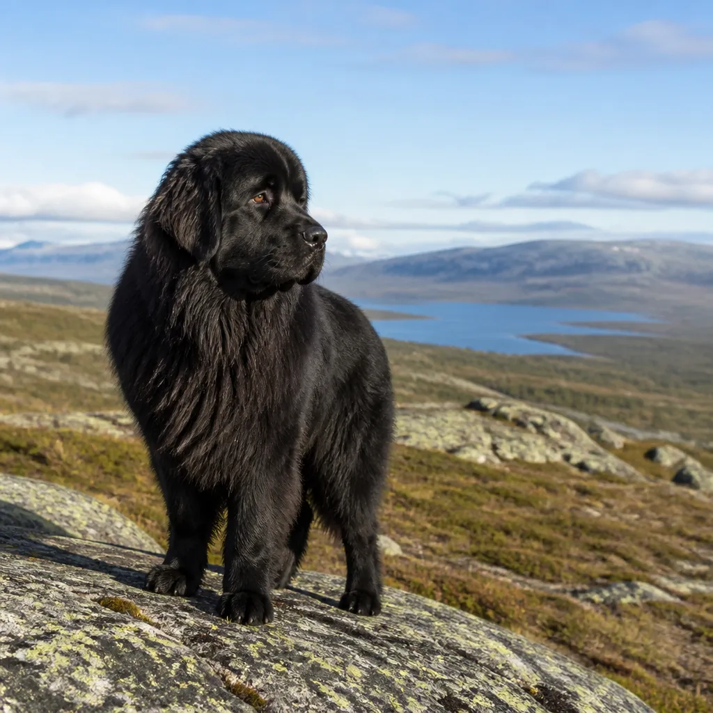 Hund av rasen  i naturlig svensk miljö