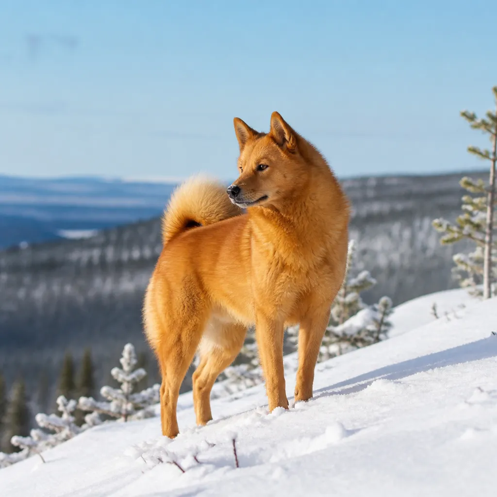 Hund av rasen  i naturlig svensk miljö