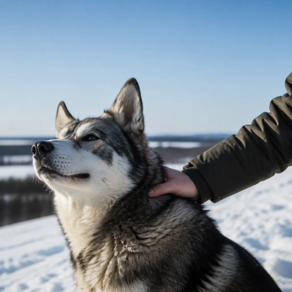 Hund av rasen  i naturlig svensk miljö