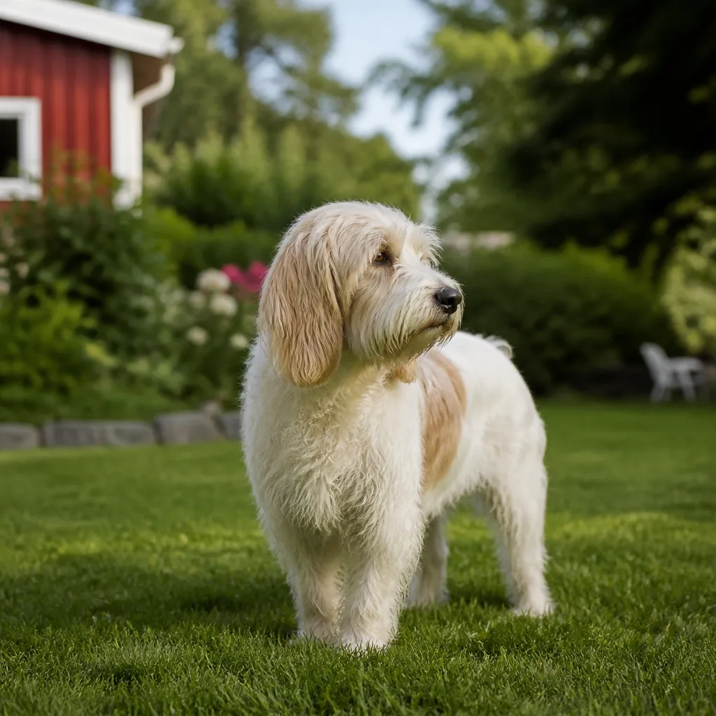 Hund av rasen  i naturlig svensk miljö