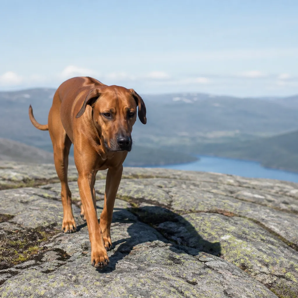 Hund av rasen i naturlig svensk miljö