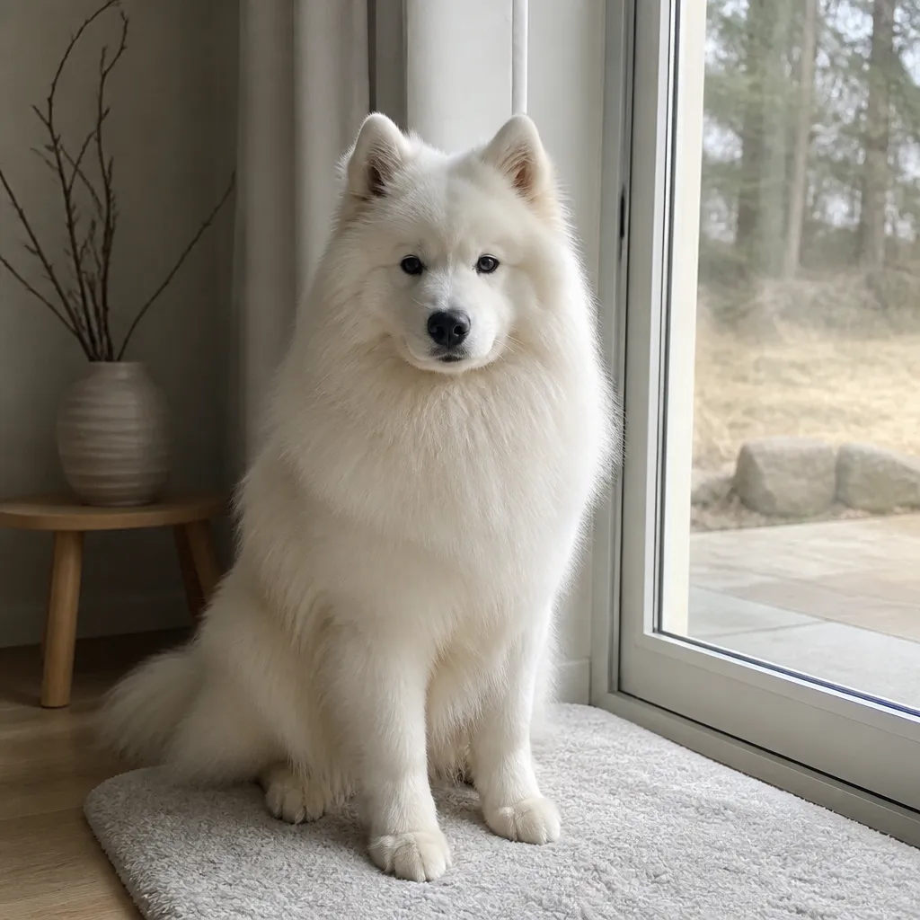 Hund av rasen  i naturlig svensk miljö