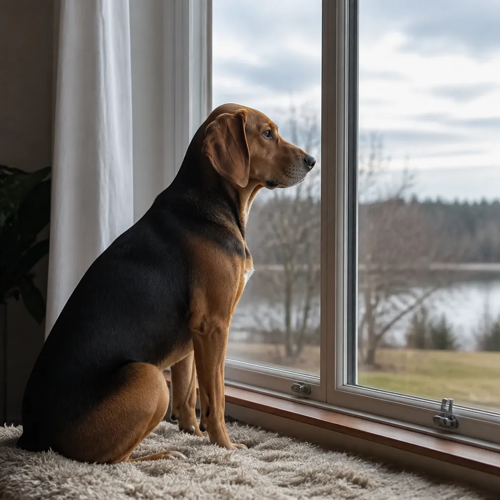 Hund av rasen i naturlig svensk miljö