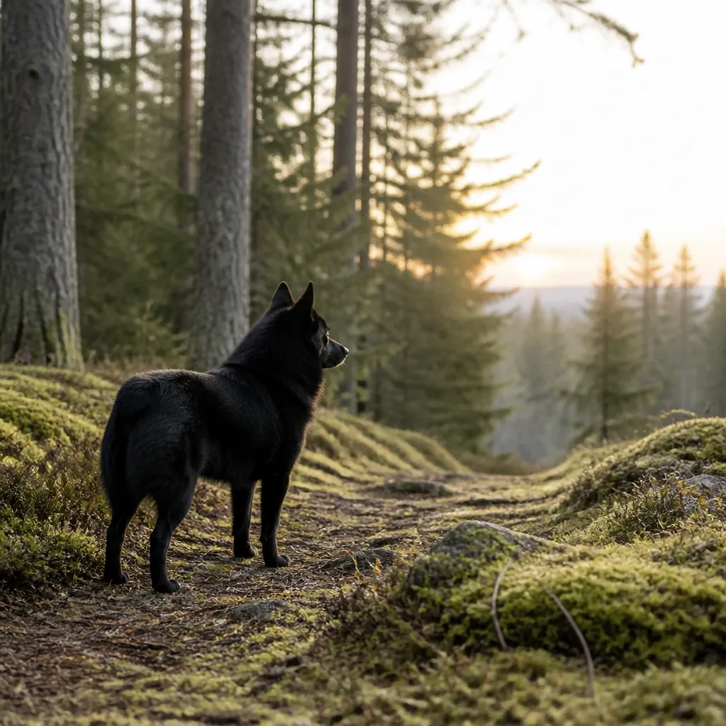 Hund av rasen i naturlig svensk miljö