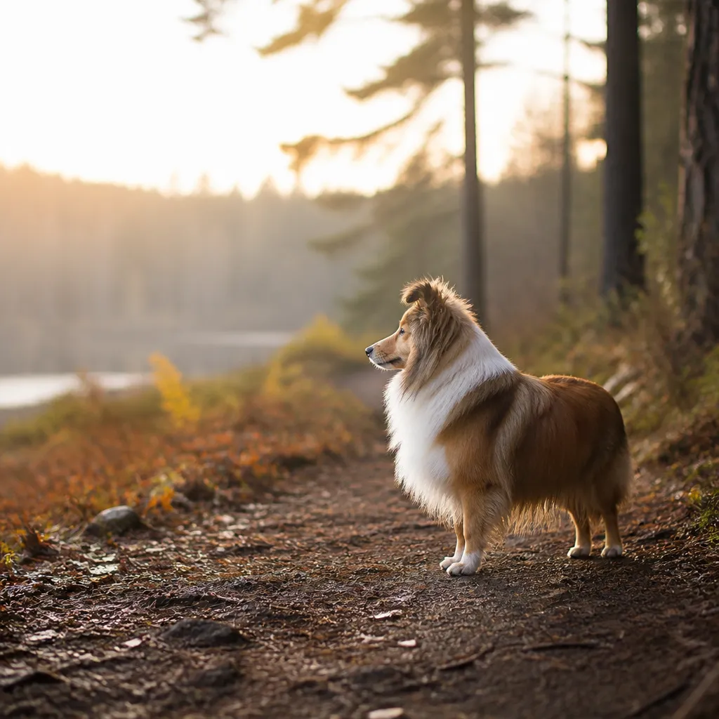 Hund av rasen i naturlig svensk miljö
