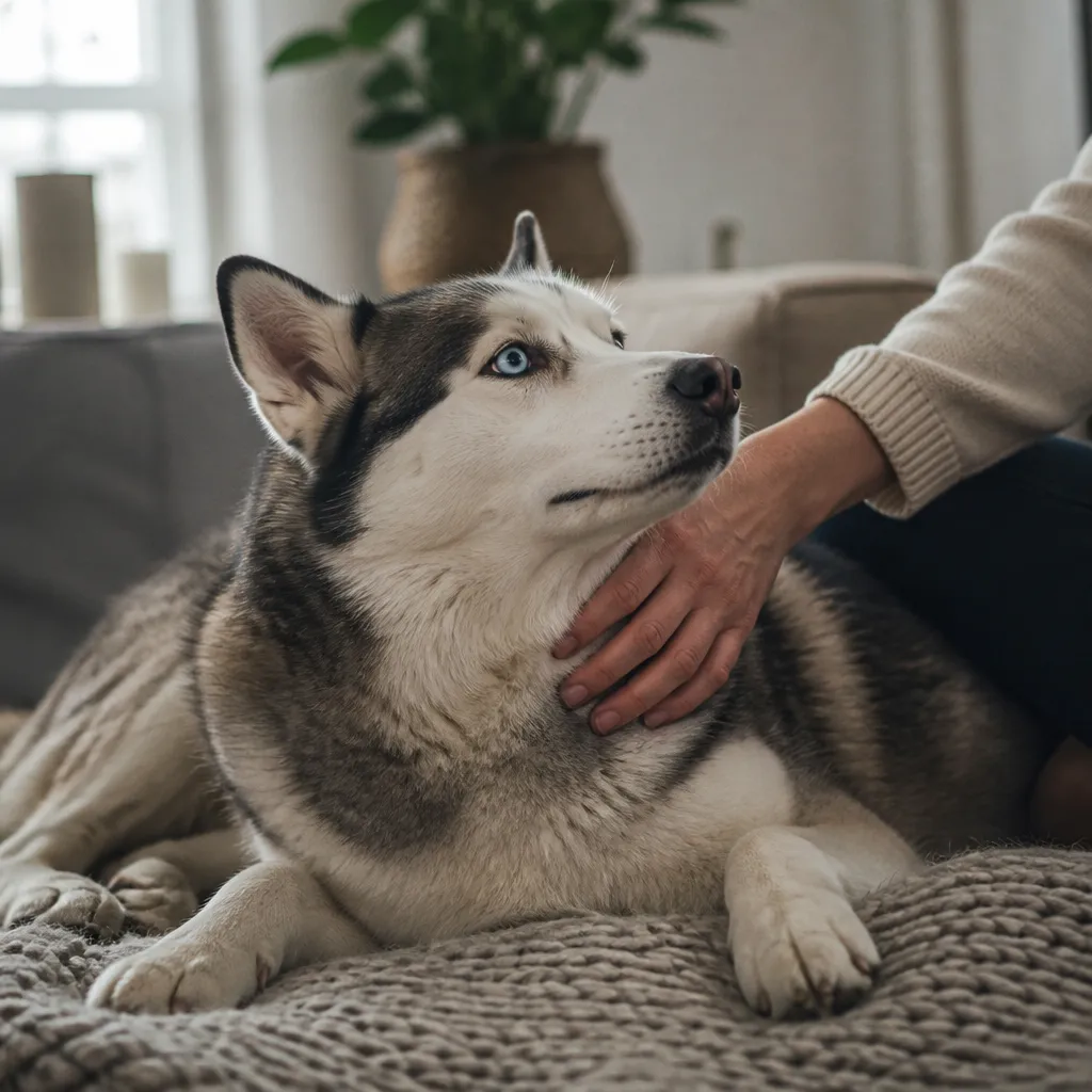 Hund av rasen  i naturlig svensk miljö