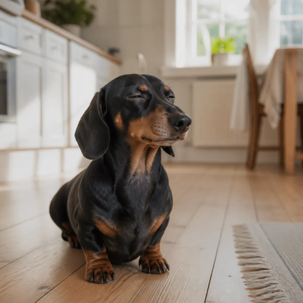 Hund av rasen  i naturlig svensk miljö