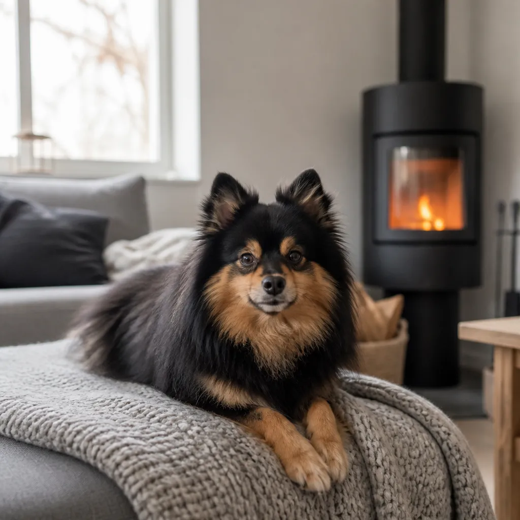 Hund av rasen  i naturlig svensk miljö