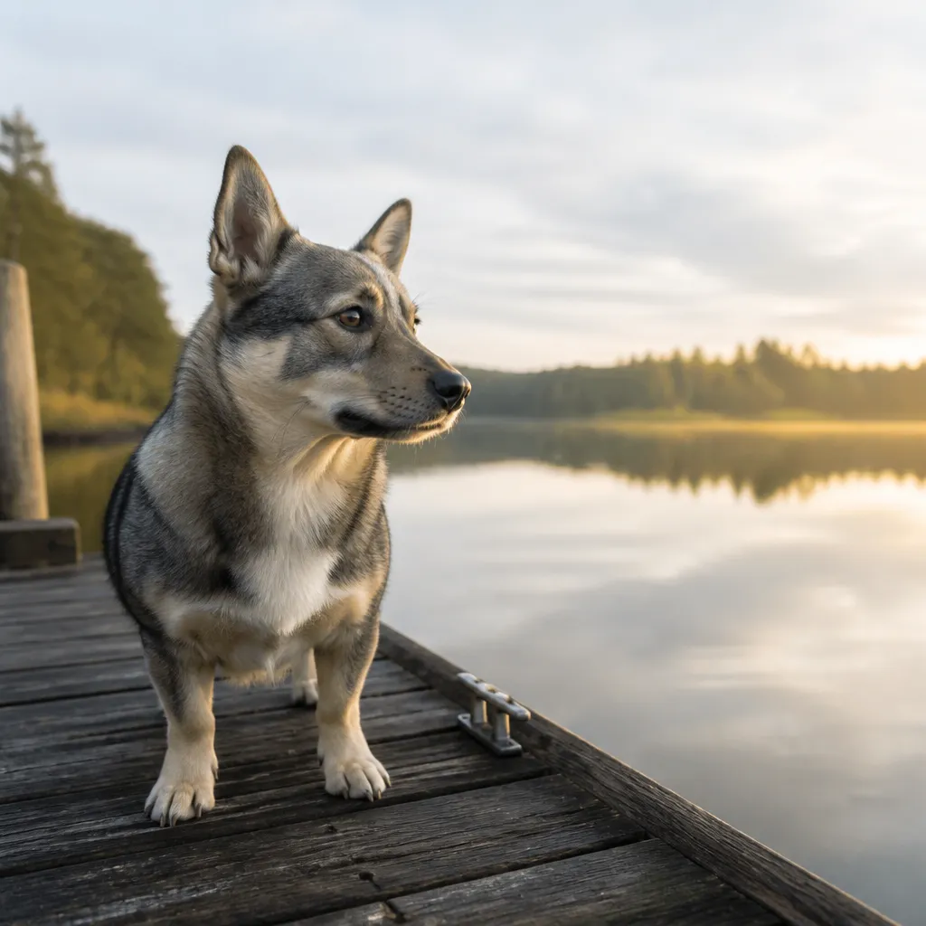 Hund av rasen i naturlig svensk miljö