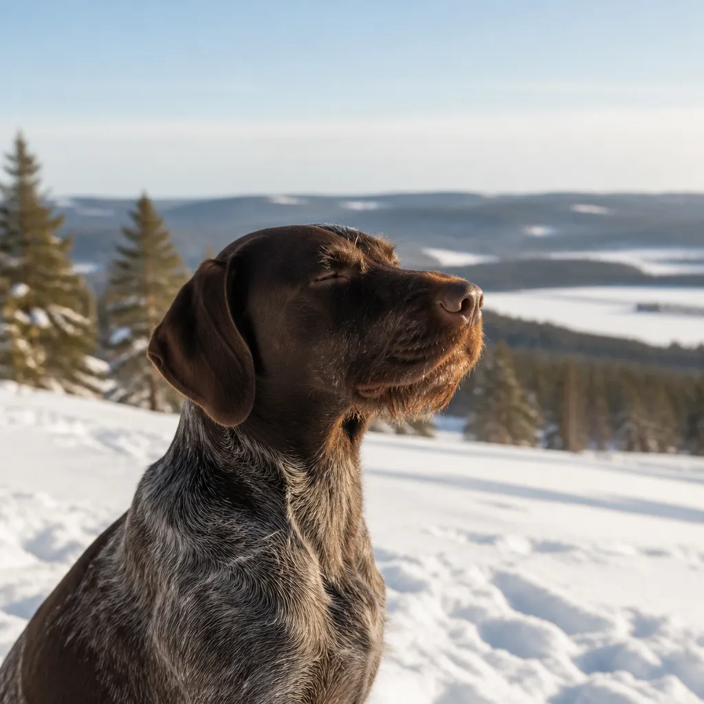 Hund av rasen  i naturlig svensk miljö