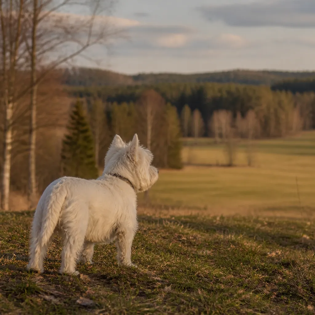 Hund av rasen i naturlig svensk miljö